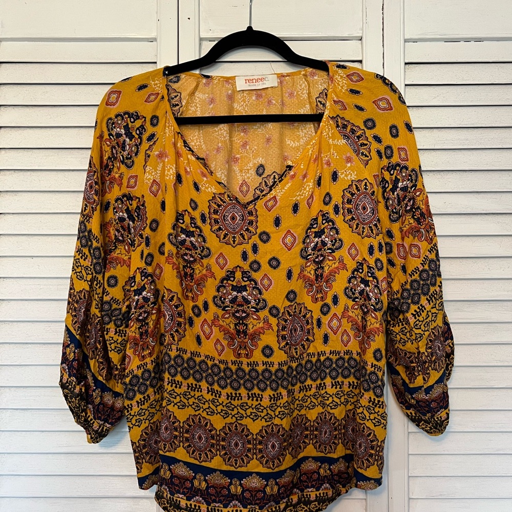 Women's Yellow Patterned Top